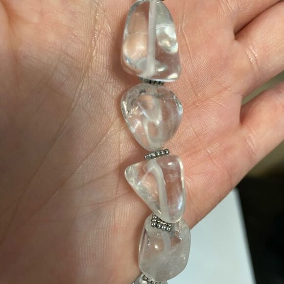 Boho Quartz Crystal Chunk Beaded Necklace 17.5 in Indie Vanguard Artsy Bohemian - Picture 6 of 7